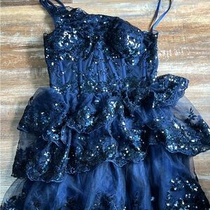 Navy Blue Sequined Dress
